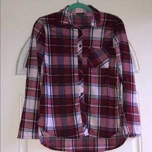 Rue 21 Deep Red, Navy & White Flannel Size S